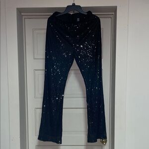 SHEIN Black Sequin Flare Pants